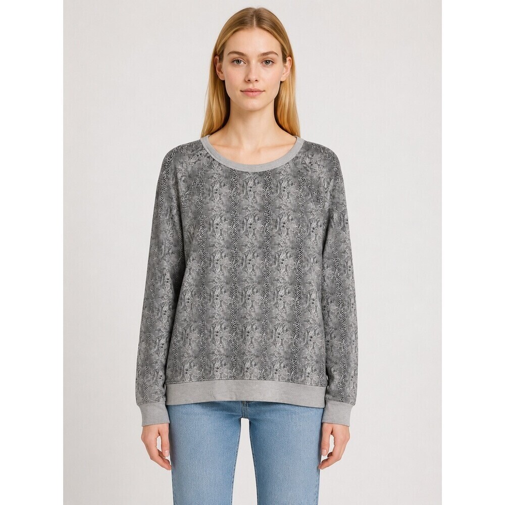 Soft Joie Solenne Python Snake Print Sweatshirt Small Gray Modal relaxed fit top